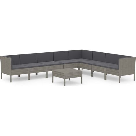 Maison Exclusive - 9-tlg. Garten-Lounge-Set mit Auflagen Poly Rat
