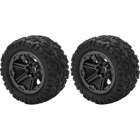 2 pneus en caoutchouc pour voiture télécommandée avec adaptateur hexagonal, compatibles 1/8 et 1/10, pour modèles tout-terrain haute vitesse (1/5)
