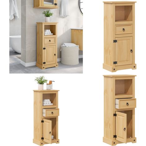 Mobile da Bagno Corona 45x33x110 cm in Legno Massello di Pino - Mobile da bagno in pino - Mobile da bagno con cassetto