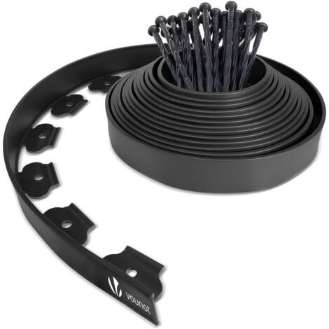 HOXILEELEO - Bordure de jardin flexible 10 cm x 10 m – Polyéthylène recyclé durable – 30 piquets inclus – Facile à découper pour des formes personnalisées (1/5)