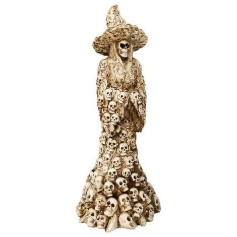 Statue de sorcière Crâne gothique en résine Figurines de sorcière à tête de mort pour Halloween Décoration pour la maison, la chambre, le salon, le bureau, l'école, le jardin, la cour, la terrasse, (1/5)