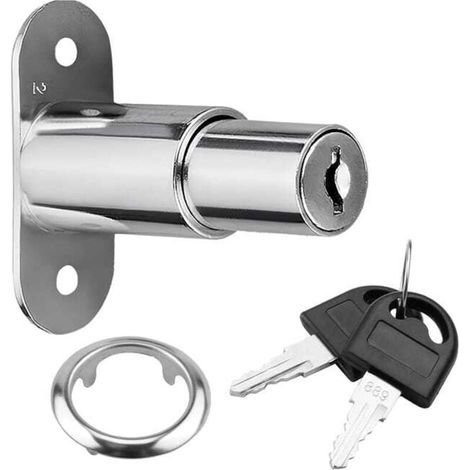 Serrure cylindrique pour portes et fenêtres coulissantes – Serrure de meuble avec clé – Épaisseur 7 mm – Modèles droit et gauche