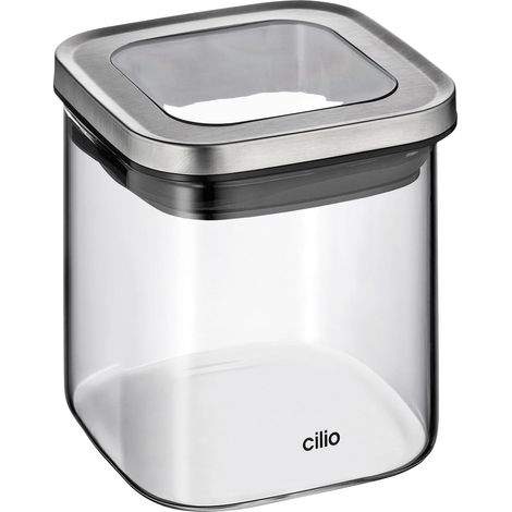 Boîte de conservation hermétique en verre borosilicate pour farine, sucre et aliments secs Hauteur 10 cm Capacité 650 ml (1/3)
