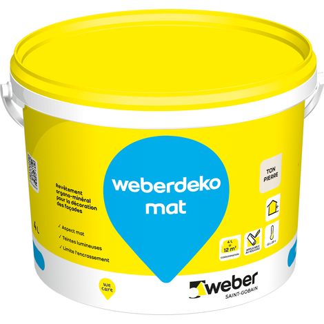 Weber Saint-Gobain Peinture pour façade, Ton Pierre 4L,  finition et décoration des façades neuves et anciennes, Weberdeko mat