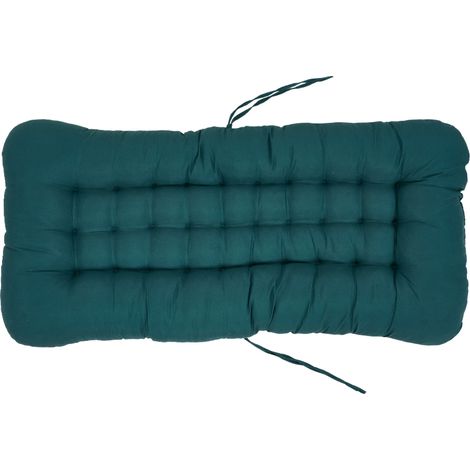 Dark Green Chair Cushion with Elastic and Straps, Backrest, Seat, 85cm L x 45cm W (1/5)