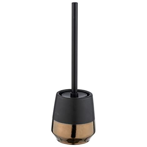 WENKO Portaspazzolino WC Brandol, Spazzolino WC nero, ceramica, Ø 11,8x12,7 cm, nero - rame (1/3)
