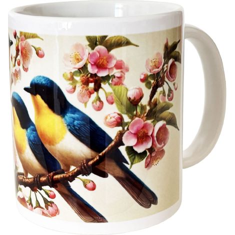 Mug euphonias sur branche de cerisier