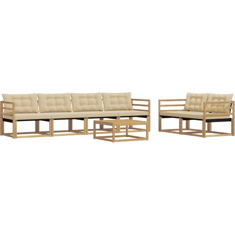 Set di divani da esterno 7 pz Bianco e Beige vidaXL (1/5)