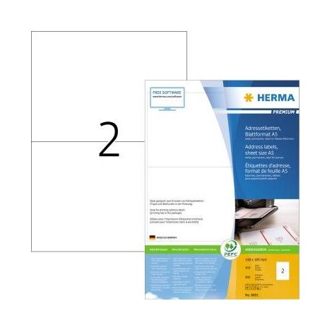 HERMA Adressetiketten Premium A5 weiß 105x148 mm 800St. (8691) (1/5)