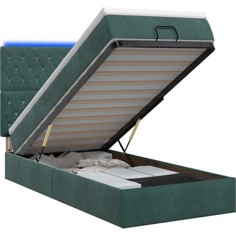 Maison Exclusive - Lit coffre avec matelas et LED Vert foncé 100 x 200 cm Velours (1/5)