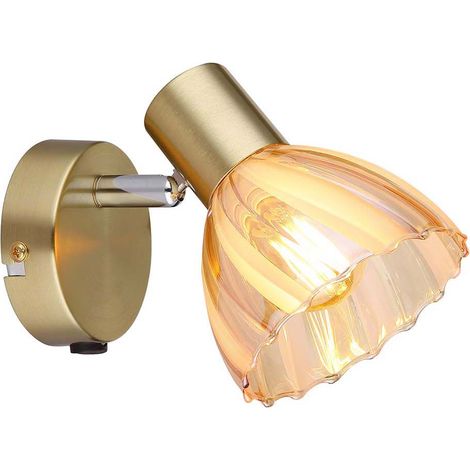 Wandleuchte Wandlampe Esszimmerleuchte messing 1 flammig amber Spot verstellbar (1/5)
