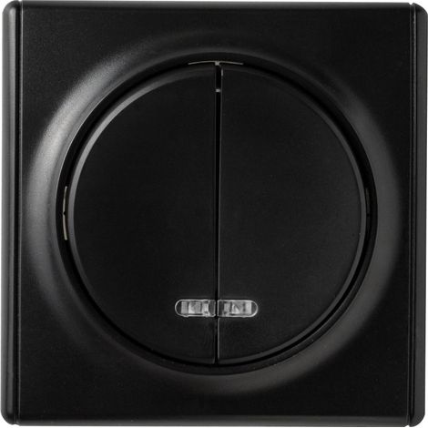 Interrupteur double, simple allumage, témoin LED, 1 voie, encastré, avec plaque de finition Florence - noir