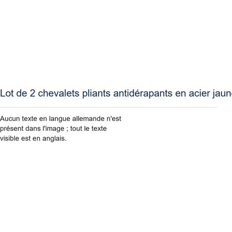 Lot de 2 chevalets pliants antidérapants en acier jaune et noir, hauteur réglable 62-90 cm, charge max 100 kg (1/5)