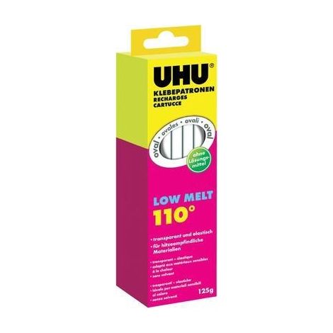 Barras de pegamento UHU low melt ovalado 125 g 10 unidades