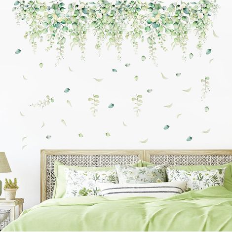 Stickers Muraux Plantes Vertes Feuilles Tropicales, Autocollant Mural Vigne Pendaison Amovible – Décoration Murale Intérieure pour Salon, Chambre, Bureau, Canapé et Mur TV (1/5)
