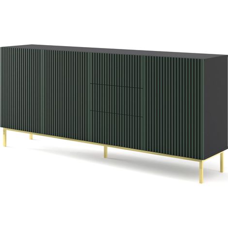 Kommode Ravenna F 200 cm 3D3S schwarz grün mit Rahmen