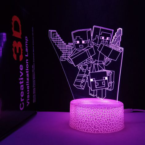 Veilleuse décorative créative pour salle de jeux, modèle fissuré Minecraft 3 - Ensemble tactile coloré - Minecraft 3 (1/3)