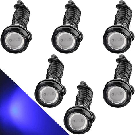 6PCS Ampoule LED Eagle Eye 18mm 9W Bleue, Éclairage DRL Antibrouillard Recul 12V Étanche Pour Voiture Moto (1/5)