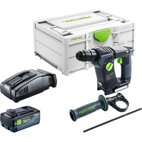 Taladro percutor a batería Festool BHC Basic 18 V 1,8 J SDS Plus Brushless + 1x batería recargable 8,0 Ah + cargador rápido + systainer (1/5)