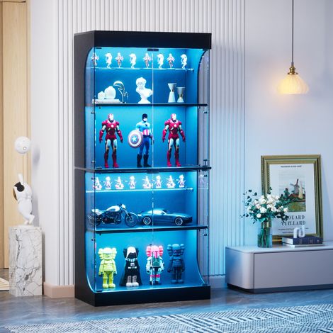 Vitrina de salón con luz LED carga USB y sensor negra OKMYHOME (1/5)