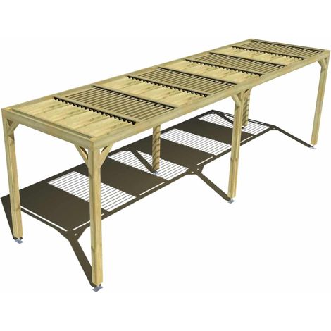 Pergola bois • 8m x 2m • indépendante • sens profondeur • lames orientables bioclimatiques incluses • livraison comprise (1/3)