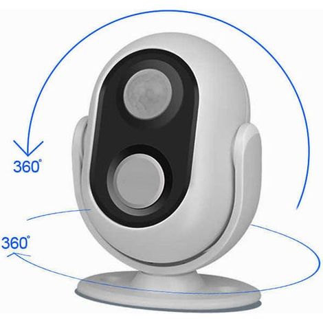 Equipado con detector de movimiento, sensor, reproductor de audio de alarma y timbre giratorio de 360 grados. (1/5)