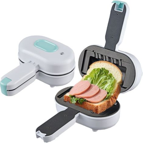 Appareil à petit-déjeuner pratique – Appareil à sandwichs – Appareil à sandwichs compact – Machine à pain – Presse à panini – Grille-pain – Appareil à hot-dogs (1/5)
