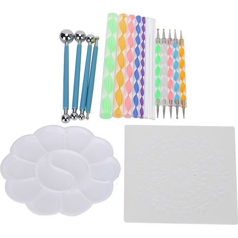 Kit de 20 outils pour peinture mandala à points, plateau de pochoirs et accessoires pour la peinture sur pierre. (1/5)