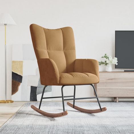 Chaise à bascule,Chaise de relaxation Marron Velours CFW32461 (1/5)