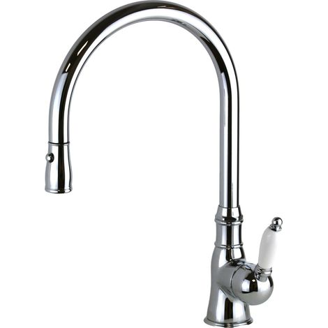 Mezclador de fregadero de cocina estilo retro con ducha extraíble en latón cromado Gattoni ORTA 0240/PCC0  Cromo (1/5)