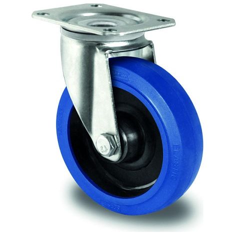 FPLUS rueda industrial 80ø goma elastic azul placa giro 20c0047
