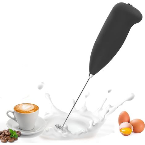 Mousseur à Lait électrique pour Café/Café au Lait/Cappuccino/Chocolat Chaud, Batteur à Oeufs, Mini Fouet en Acier Inoxydable, portable et puissant
