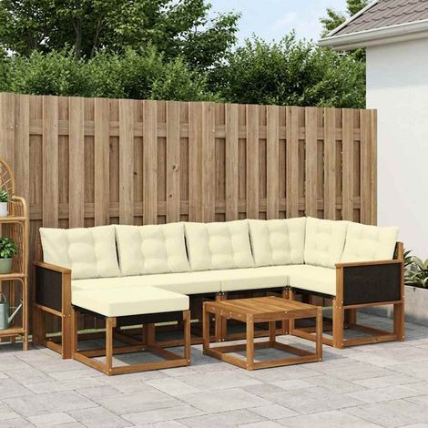 vidaXL Outdoor-Sofagarnitur mit Kissen 7 pcs Natur und Creme (1/5)