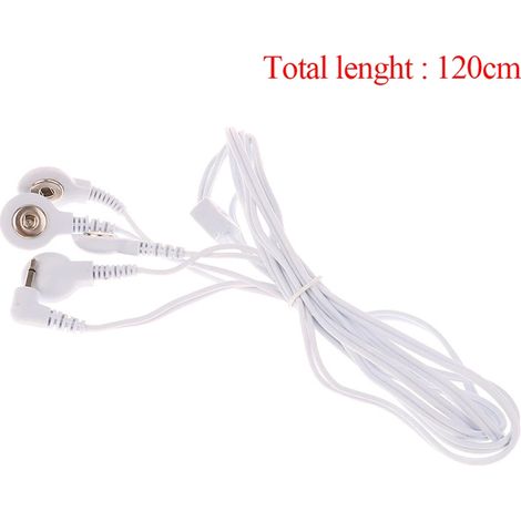 Câble d'électrostimulation blanc à 2/4 boutons pour électrodes de massage TENS (massage relaxant) 02739-AquaForge