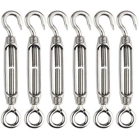 6-teiliges Set verstellbarer Spannschlösser mit Haken und Öse aus Edelstahl M4, hochbelastbar – 6 Stück (1/5)