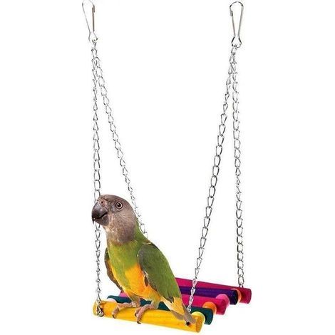 Balançoire pour oiseaux, jouet suspendu pour oiseaux, accessoire de jeu pour cage à oiseaux, balancelle en bois pour oiseaux (1/5)