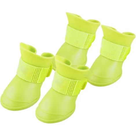 Botte en silicone pour chien, imperméable, antidérapante, souple, chaussures de pluie pour chiens, chiot, jaune M (1/5)
