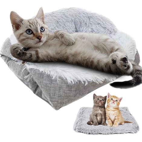 Lit pour chat moelleux lavable : coussin 2 en 1 doux et lavable pour chien 52 x 60 cm (1/5)