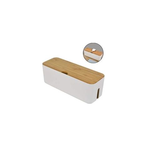 Boîte de rangement de câbles blanche, petite, pour rallonge, multiprise, parafoudre, cache-câbles, idéale pour bureau, maison ou cuisine. (1/5)