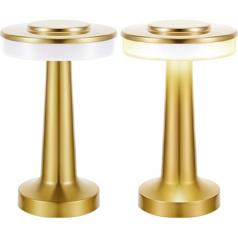 Kabellose LED-Schreibtischlampe in Champagnergold, 12,5 x 12,5 x 20,5 cm, 2-teilig, 2 W, 3-Ton-Licht, tragbare kabellose Lampe mit Berührungssensor (1/5)
