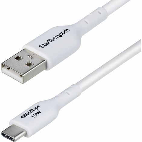 StarTech.com Cavo di Ricarica USB-A a USB-C da 3m - Cavetto di Carica Rapida USB-A a Type-C da 3A, Cavo per Trasferimento Dati USB 2.0 rivestito in TPE - Bianco (1/5)