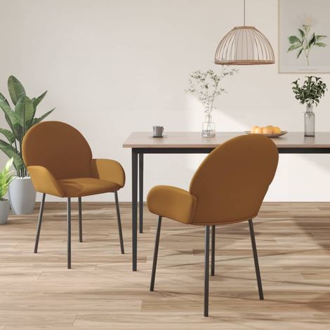 vidaXL Sillas de comedor 2 unidades terciopelo marrón (1/5)
