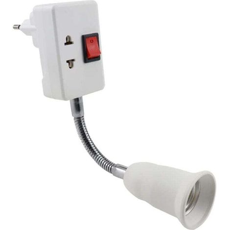 Douille E27 Ulisem avec interrupteur, adaptateur de lampe E27 réglable à 360 degrés, douille murale, support de lampe, douille E27 sans ampoule pour bureau, chambre, cuisine, lampe de lecture de lit
