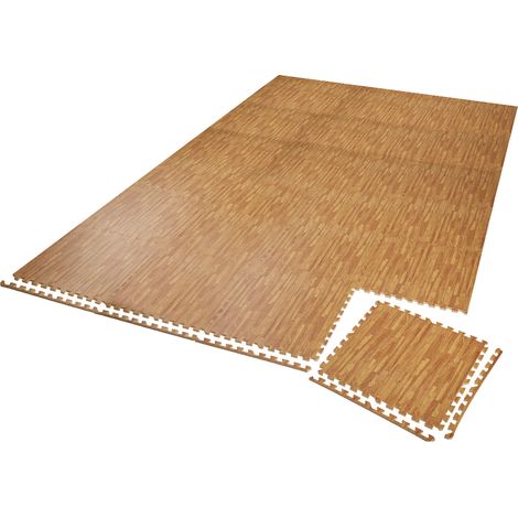 Tectake – Ensemble de 24 dalles carrées EVA 61x61cm – Tapis de sol imprimé bois – Hydrofuge et isolant acoustique – Protection contre rayures