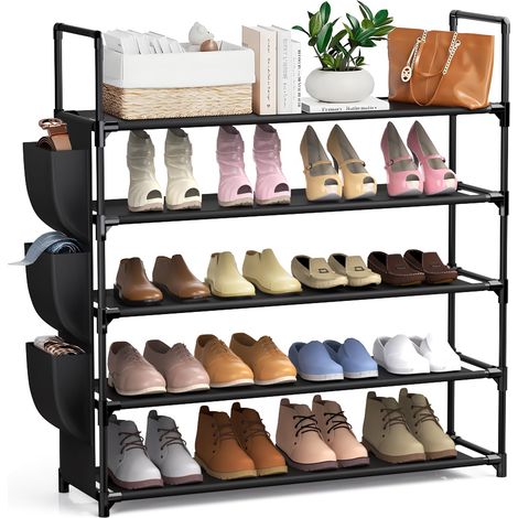 Étagère à Chaussures, 5 Niveaux, Rangement Chaussures Gain De Place, pour 20-25 Paires, pour Couloir, Chambre à Coucher (1/5)