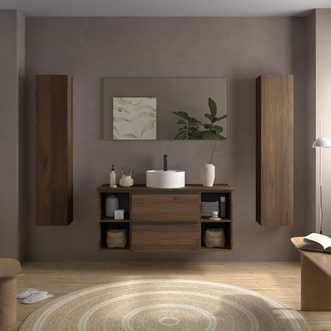 Mueble de Baño BEQUIA PLUS METAL 120cm Nogal Lavabo sobre encimera Porcelana 2H (1/5)