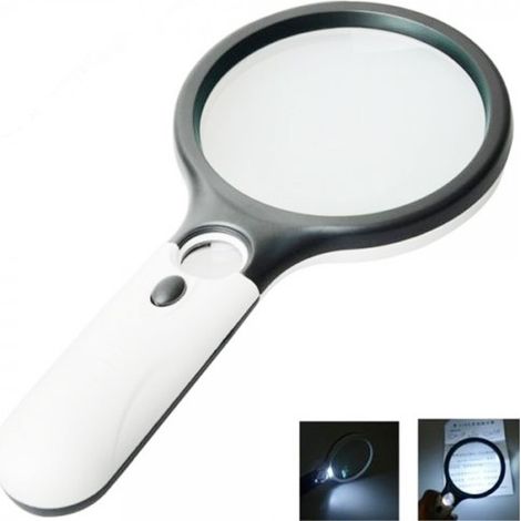 45-fache Schmuckleselupe, Taschenlupe mit 3 LEDs