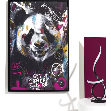 Tableau - HOME DECO FACTORY - Panda Coloré - Street Art - Multicolore (1/3)