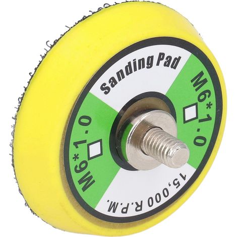 Plateau support autocollant velcro pour ponceuse pneumatique polissage meule 5cm filetage M6x1 15000tr/min PU jaune 1pc (1/5)