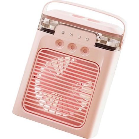 Ventilateur Brumisateur USB Rechargeable, 3 Vitesses, Humidificateur d'Air Portable Silencieux pour Bureau et Chambre, Rose (1/4)